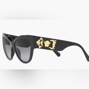 VERSACE Black & Gray Cat Eye Sunglasses